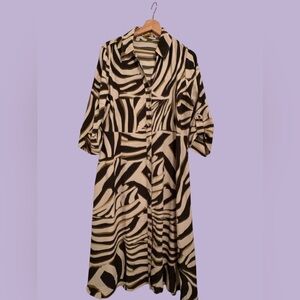 Laura Abstract Midi Tie Dress - Size: 14 - NWOT